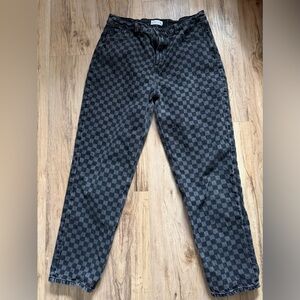 Cello Gray Checkered Women's Straight Leg Jeans